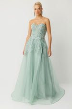 Load image into Gallery viewer, Strapless Floral Embroidered Custom Designed Evening Dress