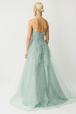 Load image into Gallery viewer, Strapless Floral Embroidered Custom Designed Evening Dress
