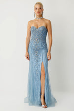 Load image into Gallery viewer, Sapphire Glow Slit Evening Dress
