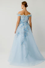 Load image into Gallery viewer, Princess-Style Blue Dress with Sparkling Embroidery Details