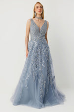 Load image into Gallery viewer, The Radiance of Elegance: Long Evening Dress with Crystal Details