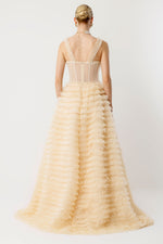 Load image into Gallery viewer, Noir Elegance Layered Ruffled Couture Long Evening Dress