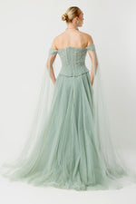 Load image into Gallery viewer, Midnight Sparkle Haute Couture Sage Evening Gown