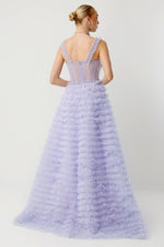 Load image into Gallery viewer, Noir Elegance Layered Ruffled Couture Long Evening Dress