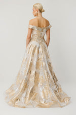 Load image into Gallery viewer, Celeste Bloom Embroidered Beige Evening Dress