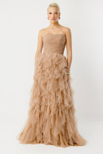 Load image into Gallery viewer, Flame Silhouette Strapless Layered Special Occasion Dress