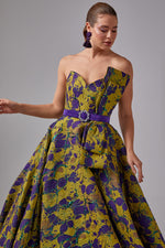 تحميل الصورة في عارض المعرض، فستان سهرة قفطان من قماش الجاكار المنقوش