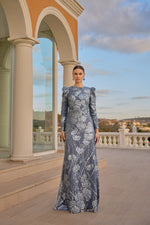 تحميل الصورة في عارض المعرض، فستان سهرة حجاب من قماش الترتر المنقوش