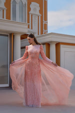 تحميل الصورة في عارض المعرض، فستان سهرة من قماش التنورة المطرزة بالحجارة المزدوجة والمتدرجة