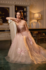 تحميل الصورة في عارض المعرض، فستان سهرة أنيق وحنين بدون حمالات مع تنورة توتو