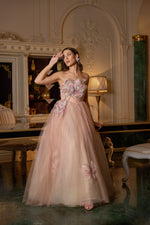 تحميل الصورة في عارض المعرض، فستان سهرة أنيق وحنين بدون حمالات مع تنورة توتو