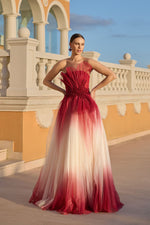 Load image into Gallery viewer, Strapless Evening Dress with Double-Colored Gradient Transition Beaded Detail