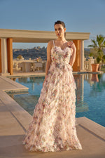 تحميل الصورة في عارض المعرض، فستان سهرة بحزام من قماش التول مع كشكشة جزئية