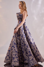 تحميل الصورة في عارض المعرض، فستان سهرة قفطان من قماش الجاكار المنقوش