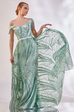 Resmi Galeri görüntüleyiciye yükleyin, Etek Fırfırlı Omuz Boncuk Detaylı Abiye