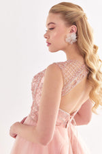 تحميل الصورة في عارض المعرض، فستان سهرة مطرز بدون حمالات من التول