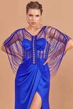 تحميل الصورة في عارض المعرض، فستان سهرة جزئي مع تطريز خاص بالخرز