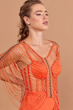 تحميل الصورة في عارض المعرض، فستان سهرة جزئي مع تطريز خاص بالخرز