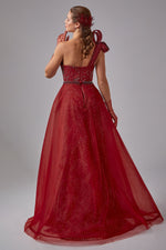 تحميل الصورة في عارض المعرض، فستان سهرة حورية البحر مع تفاصيل كتف قابلة للفصل وفتحة