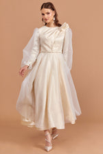 تحميل الصورة في عارض المعرض، فستان سهرة بحجاب بتفاصيل قماش لوركس