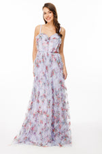 تحميل الصورة في عارض المعرض، فستان سهرة بحزام من قماش التول مع كشكشة جزئية