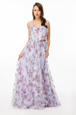 تحميل الصورة في عارض المعرض، فستان سهرة بحزام من قماش التول مع كشكشة جزئية