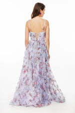 تحميل الصورة في عارض المعرض، فستان سهرة بحزام من قماش التول مع كشكشة جزئية