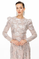 تحميل الصورة في عارض المعرض، فستان سهرة حجاب من قماش الترتر المنقوش