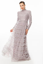 تحميل الصورة في عارض المعرض، فستان سهرة متعدد الطبقات مع قطع من قماش التول والخرز