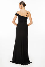 Resmi Galeri görüntüleyiciye yükleyin, ip askılı belden büzgülü ve işlemeli abiye