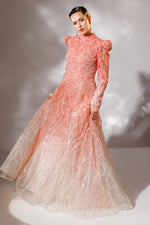 تحميل الصورة في عارض المعرض، فستان سهرة رائع بقماش مطرز بالأحجار بنمط متدرج الألوان