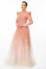 تحميل الصورة في عارض المعرض، فستان سهرة رائع بقماش مطرز بالأحجار بنمط متدرج الألوان