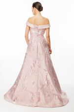 Load image into Gallery viewer, Evening Dress with Fine Jacquard Patterned Fabric, Flowers and Beads