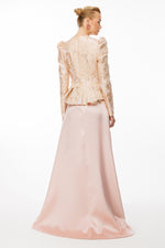 تحميل الصورة في عارض المعرض، فستان سهرة محتشم بقماش جاكار وتنورة ساتان