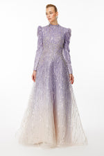 تحميل الصورة في عارض المعرض، فستان سهرة رائع بقماش مطرز بالأحجار بنمط متدرج الألوان