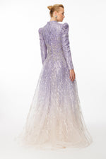 تحميل الصورة في عارض المعرض، فستان سهرة رائع بقماش مطرز بالأحجار بنمط متدرج الألوان