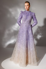 تحميل الصورة في عارض المعرض، فستان سهرة رائع بقماش مطرز بالأحجار بنمط متدرج الألوان