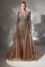 تحميل الصورة في عارض المعرض، فستان سهرة من قماش التنورة المطرزة بالحجارة المزدوجة والمتدرجة