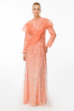 تحميل الصورة في عارض المعرض، فستان سهرة حجاب بتصميم خاص مطرز بالخرز