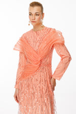 تحميل الصورة في عارض المعرض، فستان سهرة حجاب بتصميم خاص مطرز بالخرز