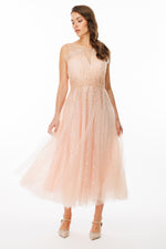 تحميل الصورة في عارض المعرض، فستان ميدي بتنورة توتو وحزام كتف من التول