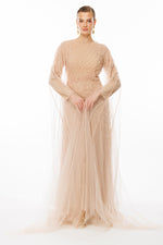 تحميل الصورة في عارض المعرض، فستان سهرة بتصميم خاص مع تطريز دائري