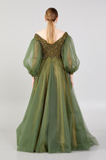 تحميل الصورة في عارض المعرض، فستان سهرة مطرز بأكمام بالون من التول