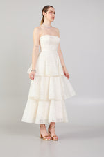 تحميل الصورة في عارض المعرض، بودرة فستان سهرة بطبقات بدون حمالات