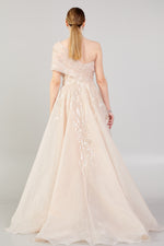 تحميل الصورة في عارض المعرض، انتفض الكتف غير المتكافئة فستان سهرة مفصل