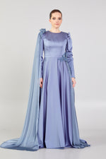 Resmi Galeri görüntüleyiciye yükleyin, Bel ve Omuz Detaylı Abiye Elbise