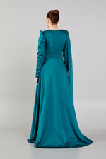 Resmi Galeri görüntüleyiciye yükleyin, Bel ve Omuz Detaylı Abiye Elbise