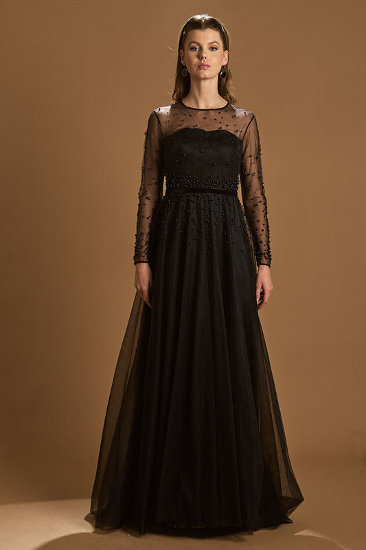 Boncuk Detay İşlemeli Abiye