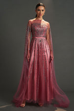 تحميل الصورة في عارض المعرض، فستان سهرة برقبة قارب مطرز