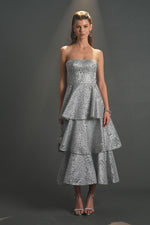 تحميل الصورة في عارض المعرض، بودرة فستان سهرة بطبقات بدون حمالات